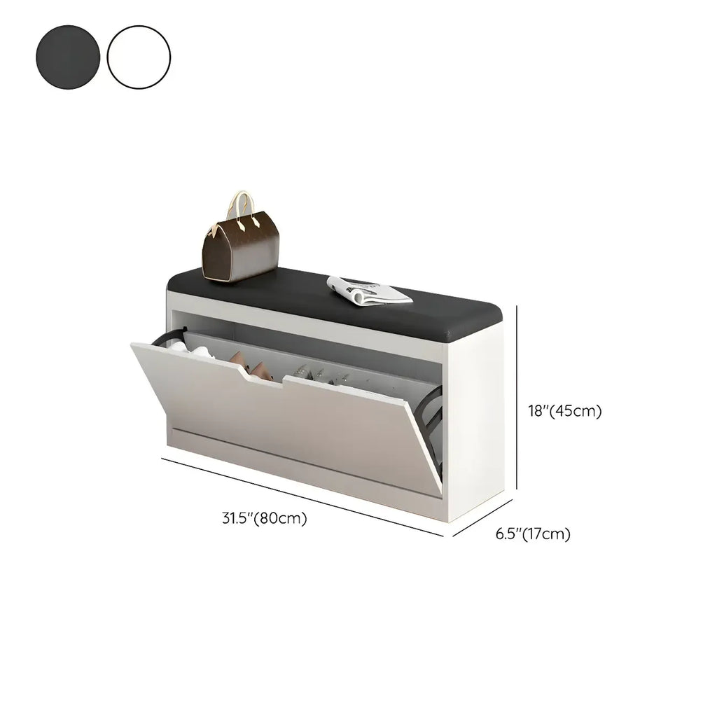 Entryway Wooden Drop Front Shoe Storage Bench Padded Seat