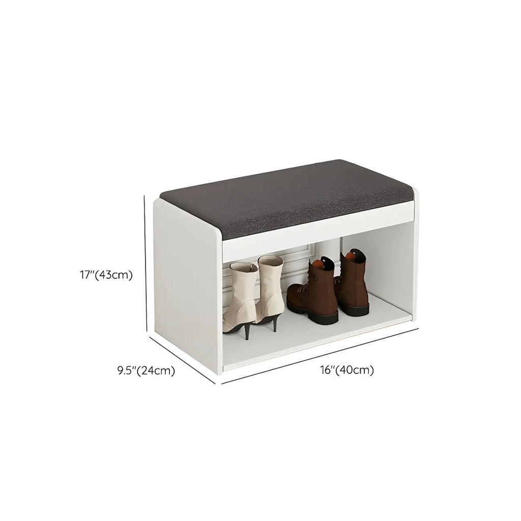 Entryway Wooden Drop Front Shoe Storage Bench Padded Seat