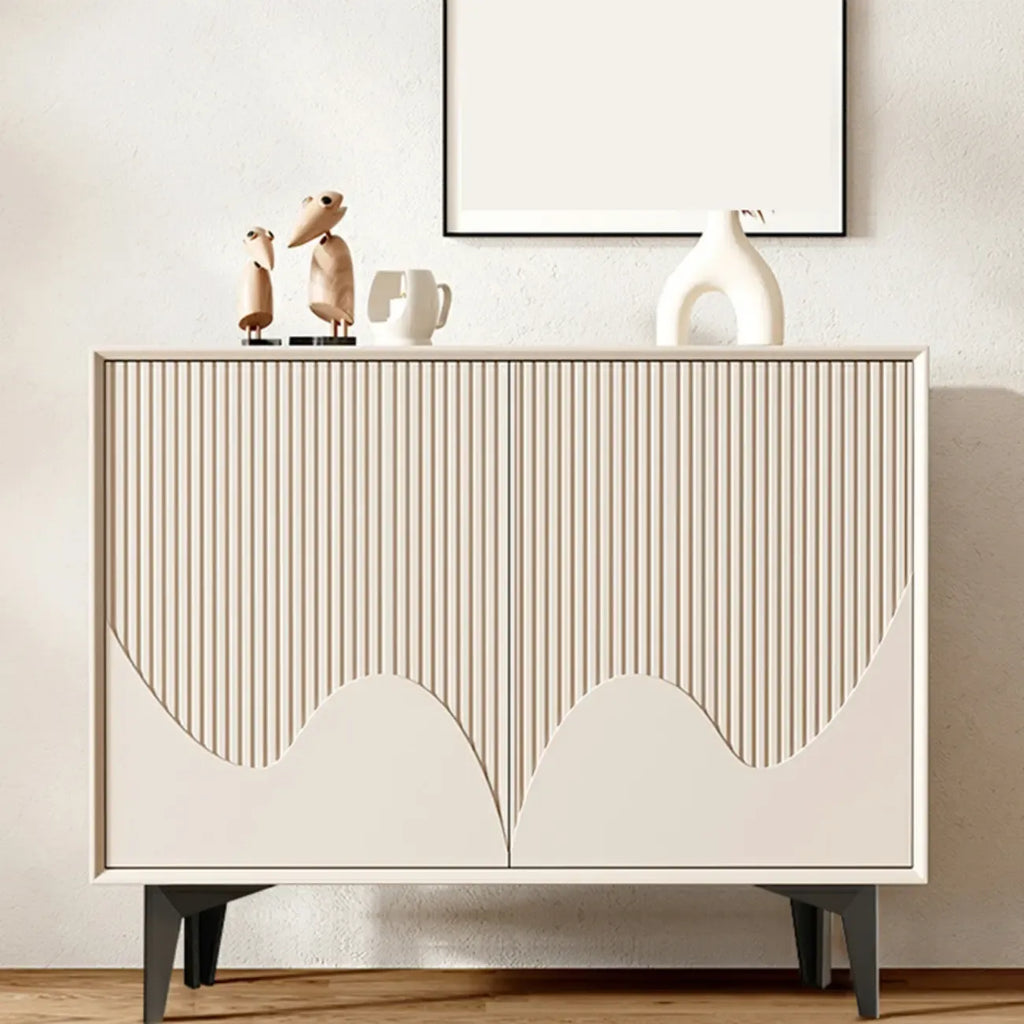 Hallway White Wood Shoe Cabinet with Slate