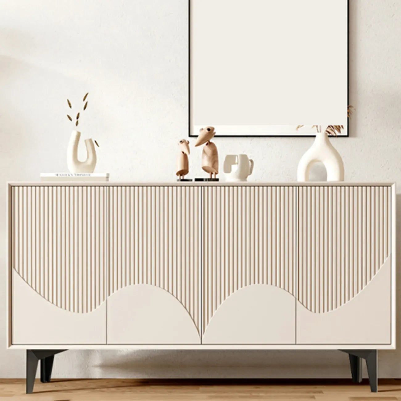 Hallway White Wood Shoe Cabinet with Slate