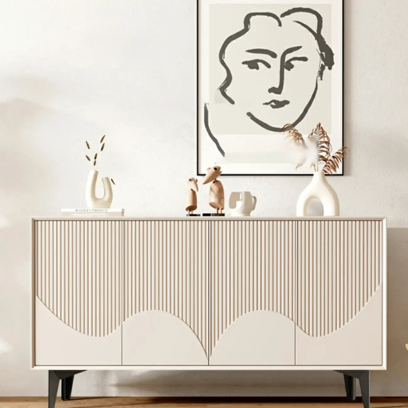 Hallway White Wood Shoe Cabinet with Slate