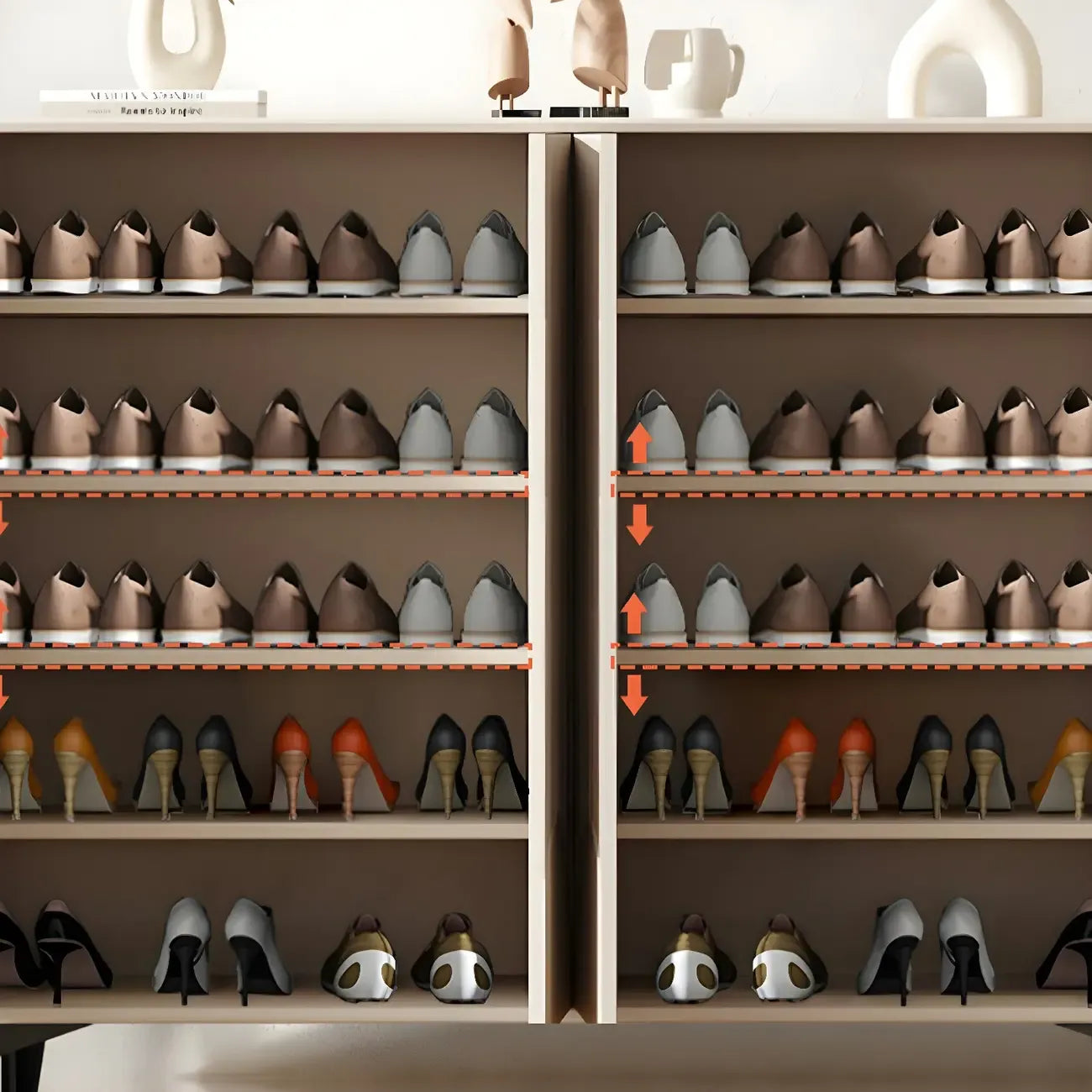 Hallway White Wood Shoe Cabinet with Slate