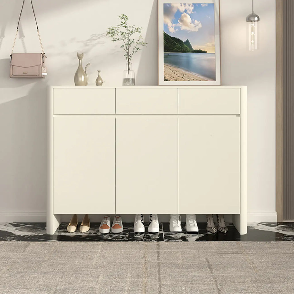 Scandinavian White Wood Entryway Shoe Cabinet