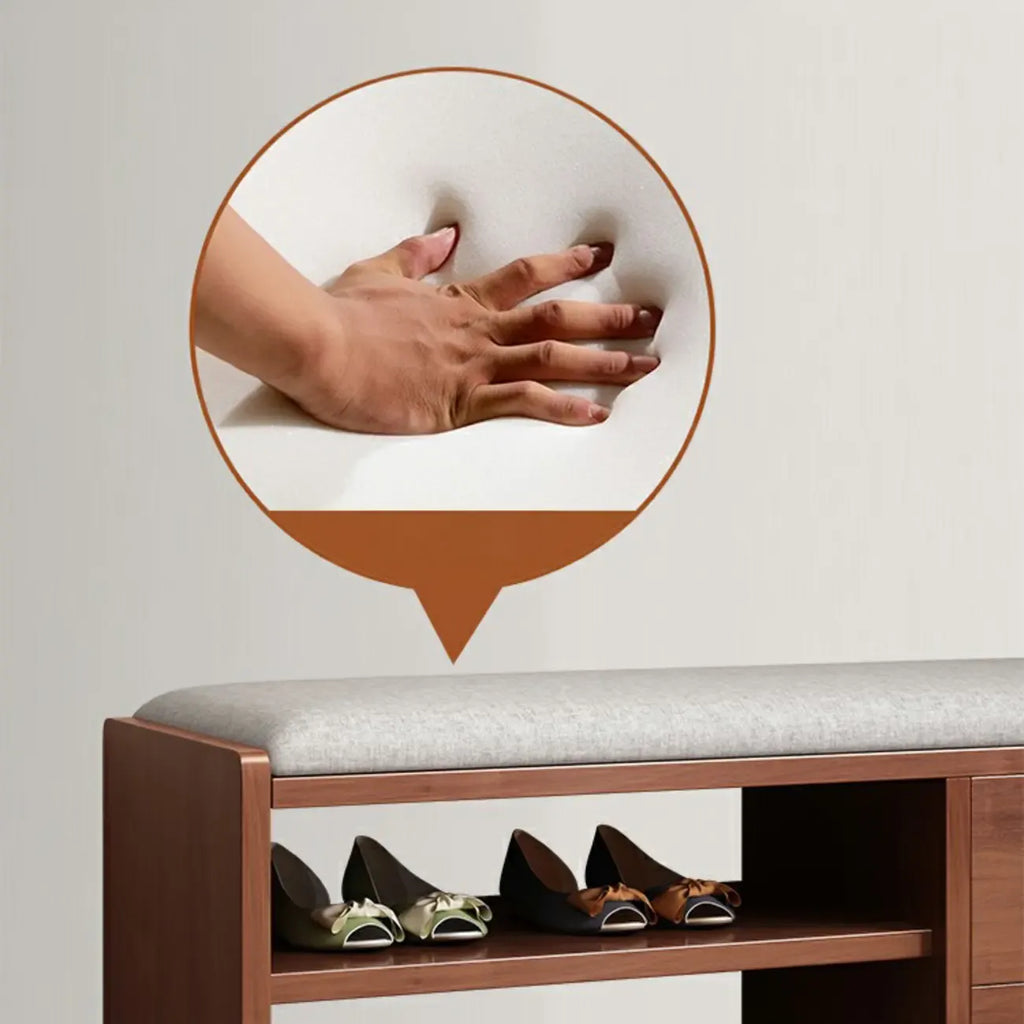 Adjustable 2-Drawer Wooden Entryway Shoe Storage Bench