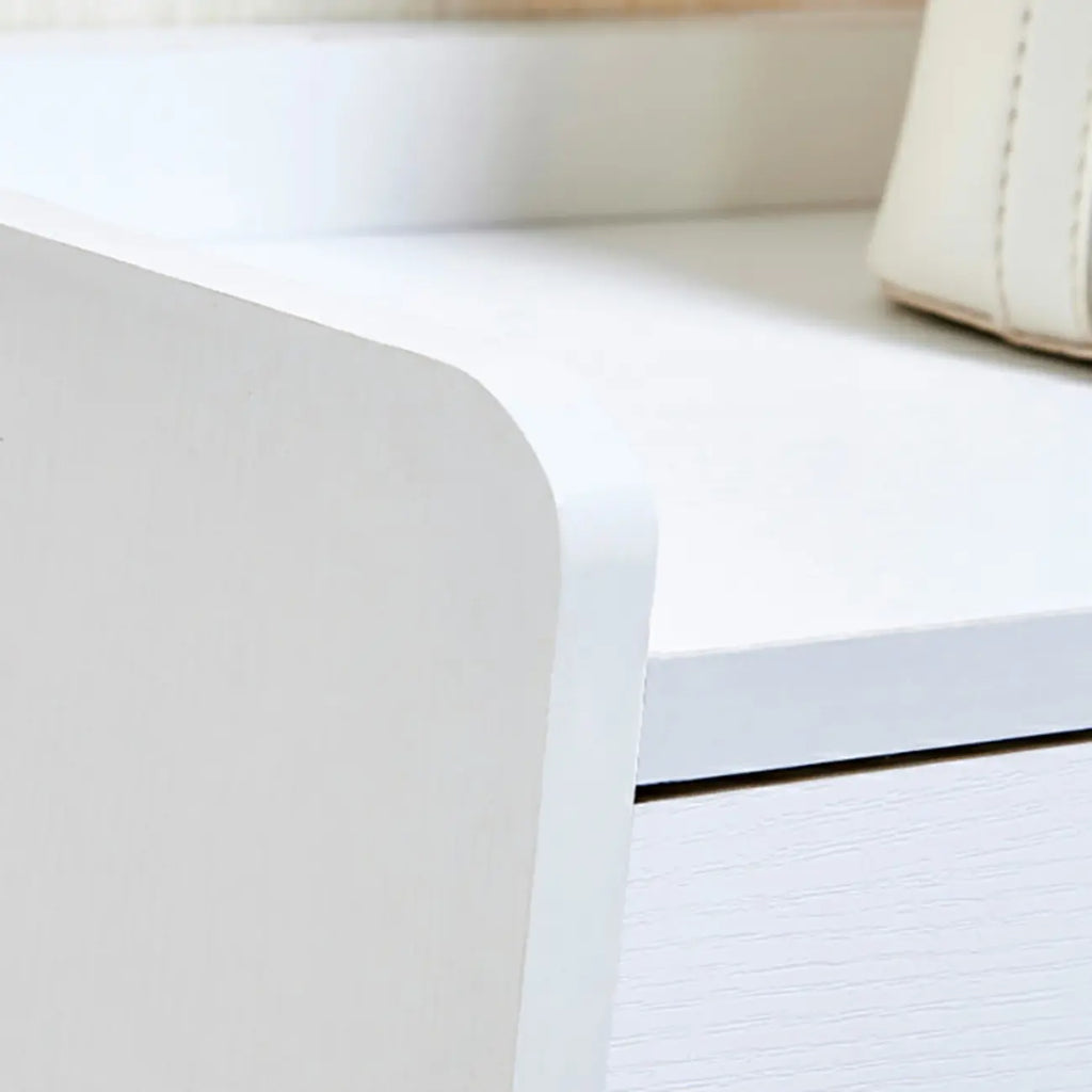 Narrow Wall-Mounted White Shoe Cabinet with Drawers