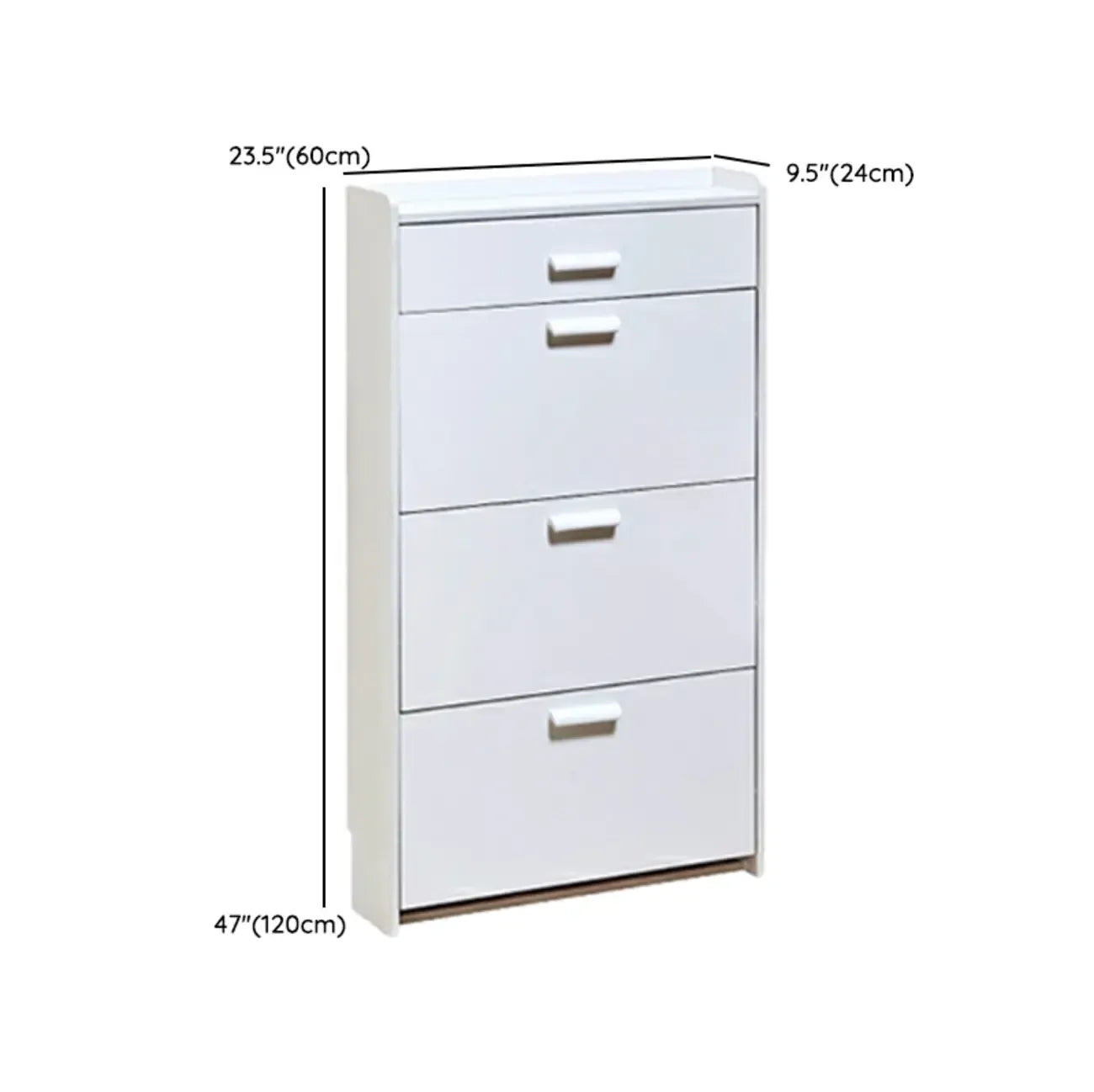 Narrow Wall-Mounted White Shoe Cabinet with Drawers
