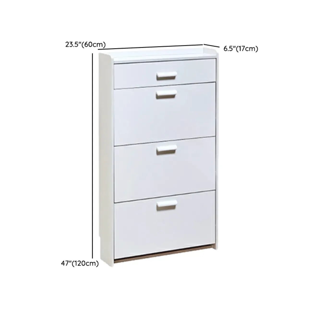 Narrow Wall-Mounted White Shoe Cabinet with Drawers