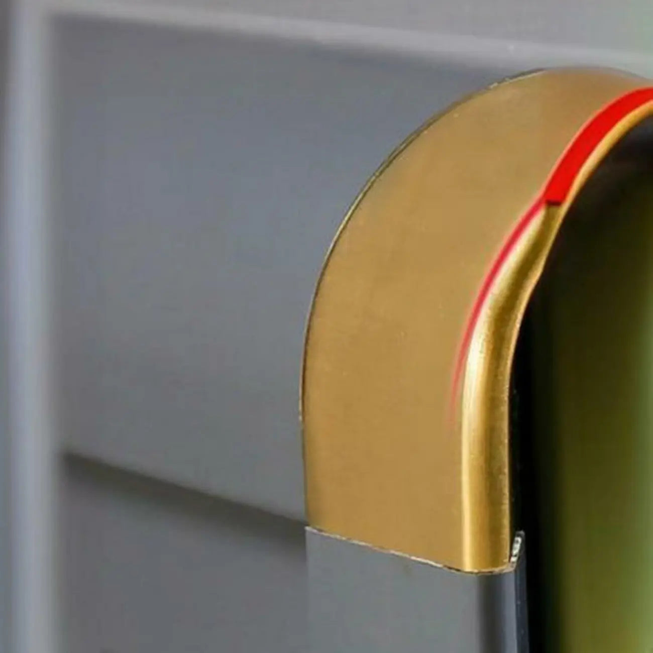 Luxury Grey Metal Entryway Shoe Cabinet with Gold Trim