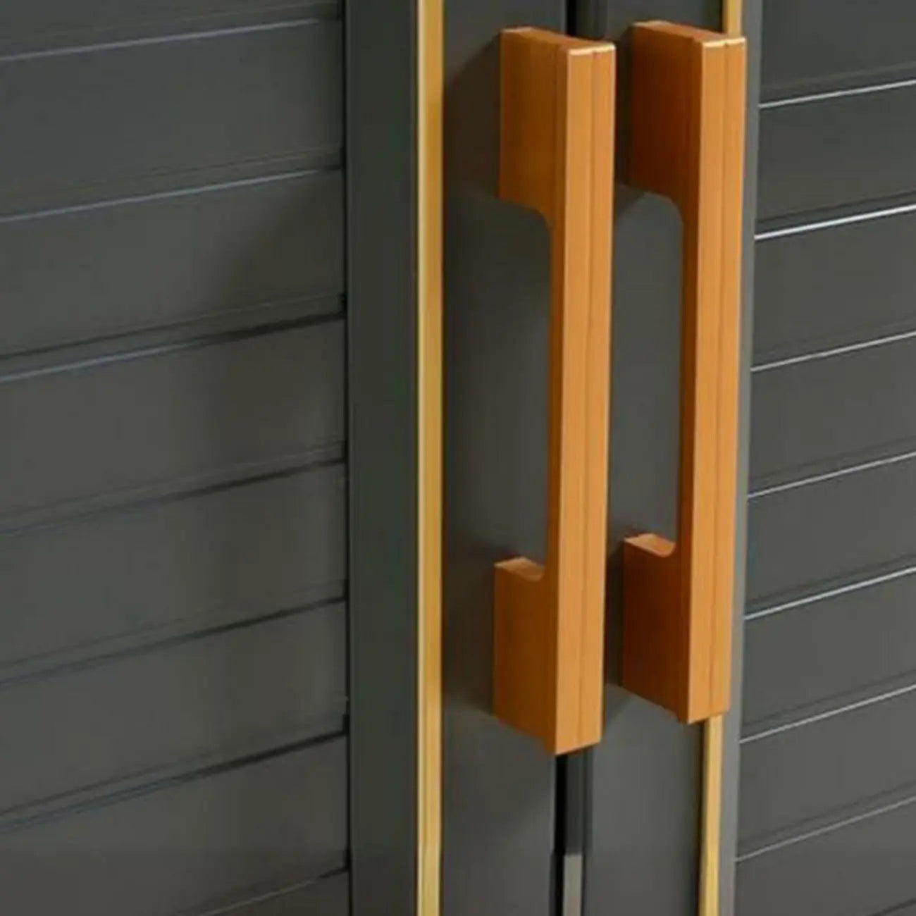 Luxury Grey Metal Entryway Shoe Cabinet with Gold Trim