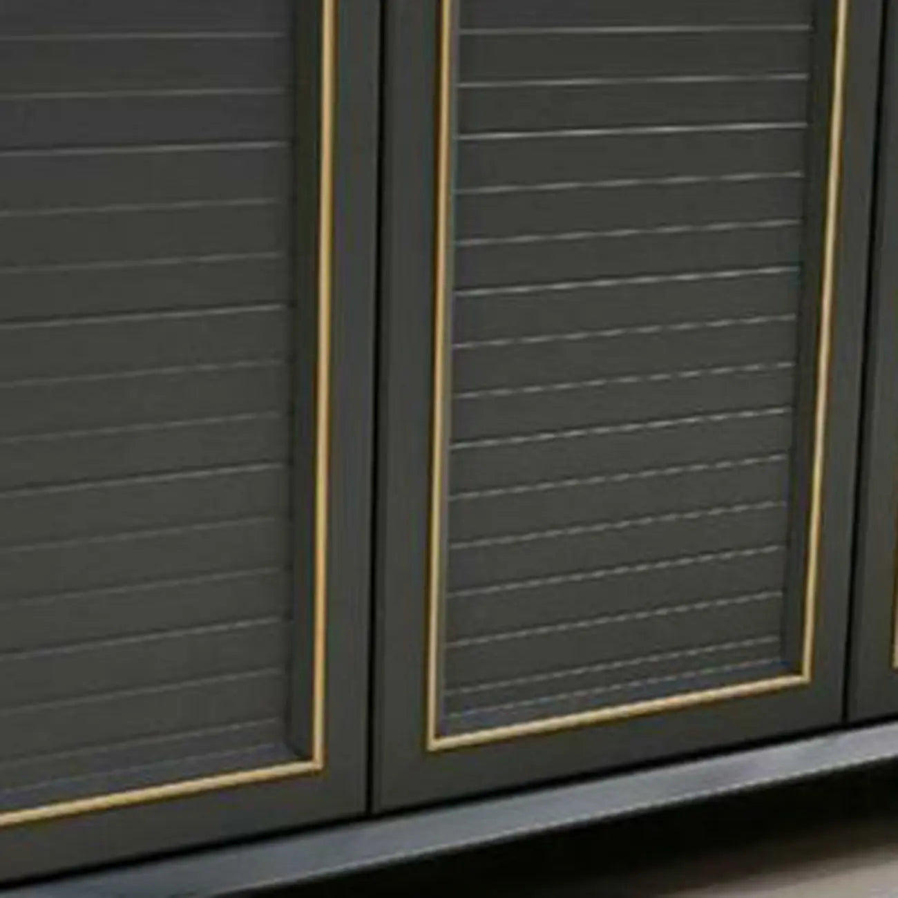 Luxury Grey Metal Entryway Shoe Cabinet with Gold Trim