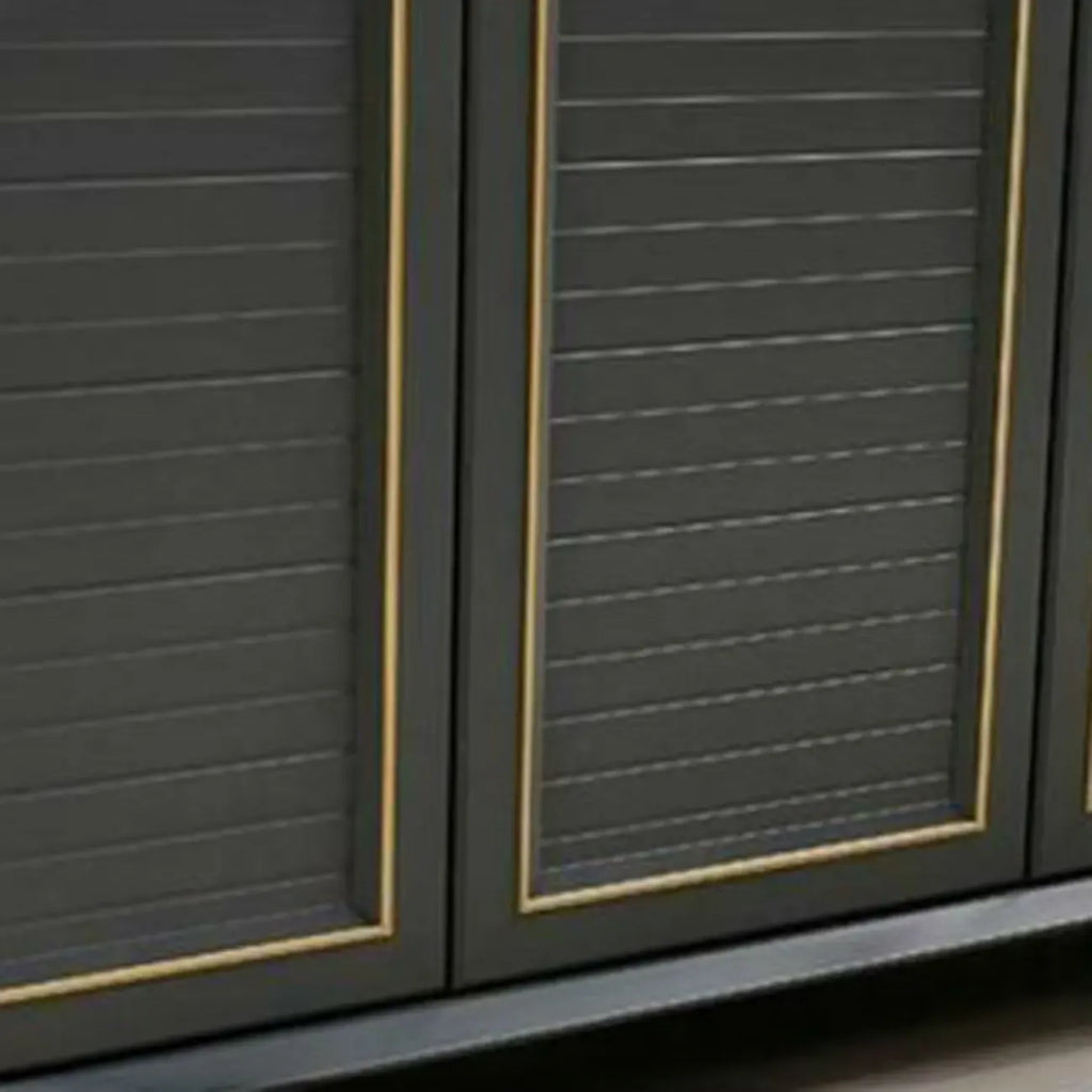 Luxury Grey Metal Entryway Shoe Cabinet with Gold Trim