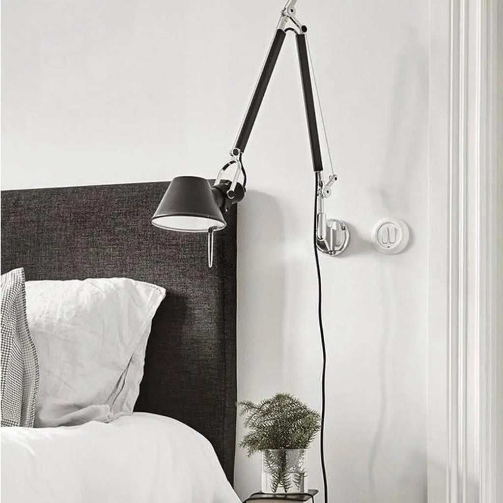 28.5 Modern Black Swing Arm Wall Light for Interior Spaces