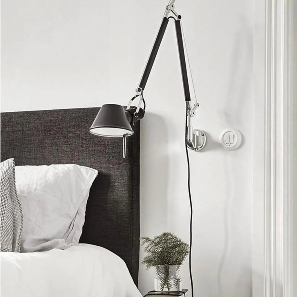 28.5 Modern Black Swing Arm Wall Light for Interior Spaces