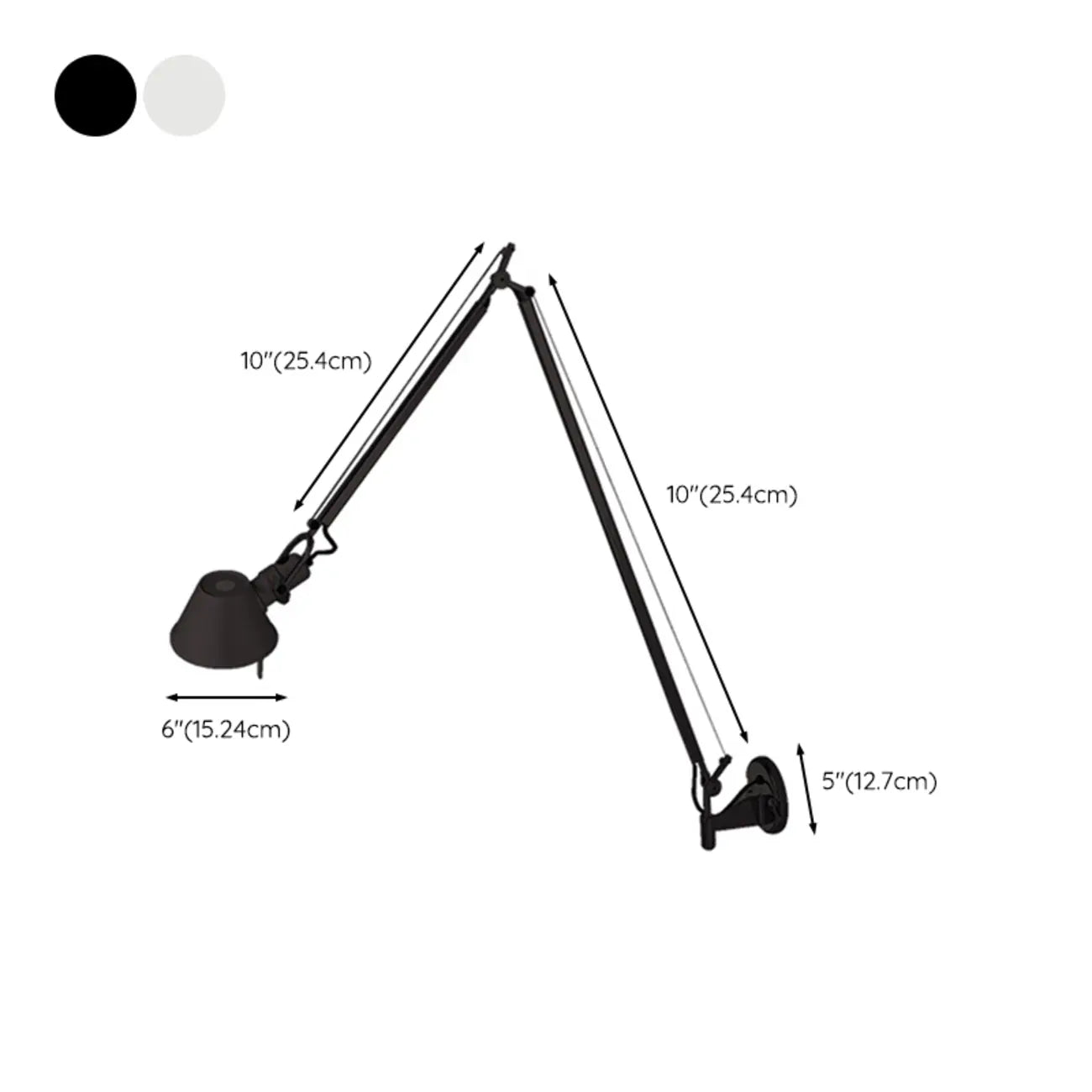 28.5 Modern Black Swing Arm Wall Light for Interior Spaces
