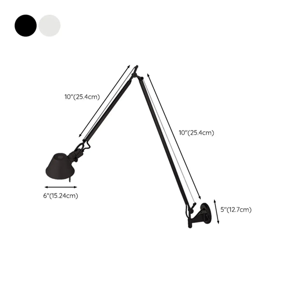 28.5 Modern Black Swing Arm Wall Light for Interior Spaces