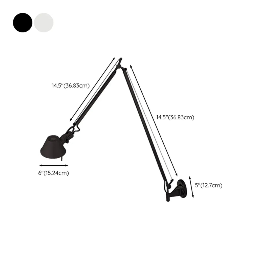 28.5 Modern Black Swing Arm Wall Light for Interior Spaces
