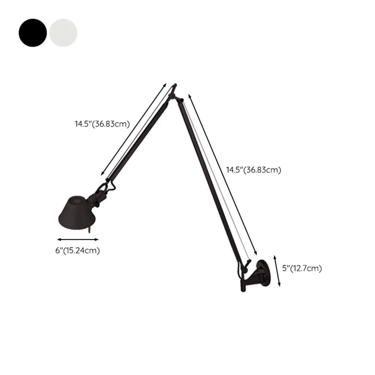 28.5 Modern Black Swing Arm Wall Light for Interior Spaces