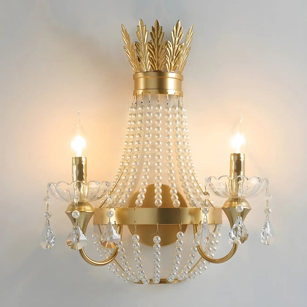 Vintage Gold Hanging Crystal Wall Sconce