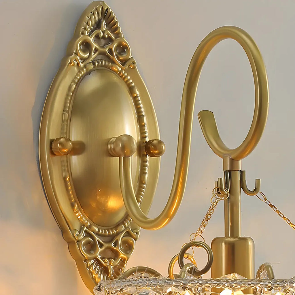 Vintage Gold Hanging Crystal Wall Sconce