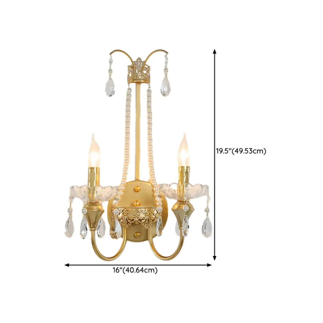 Vintage Gold Hanging Crystal Wall Sconce