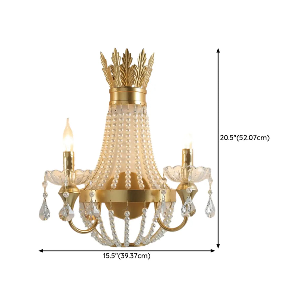 Vintage Gold Hanging Crystal Wall Sconce