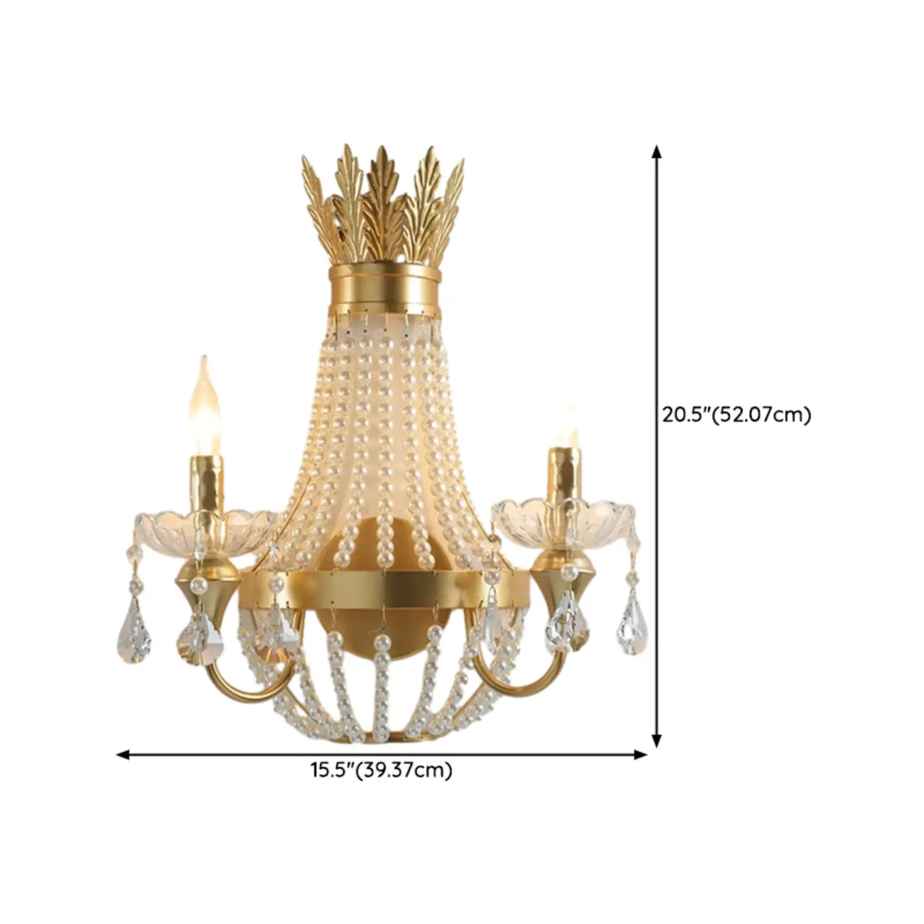 Vintage Gold Hanging Crystal Wall Sconce