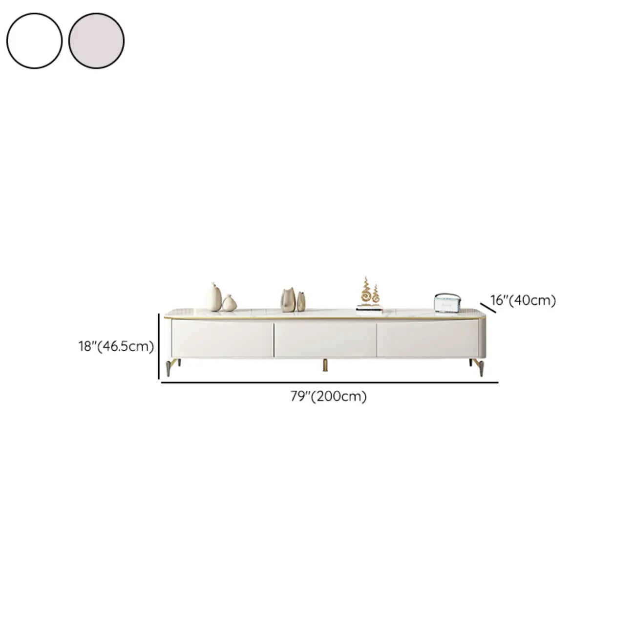 71 Modern White Stone Top TV Stand with Cable Management