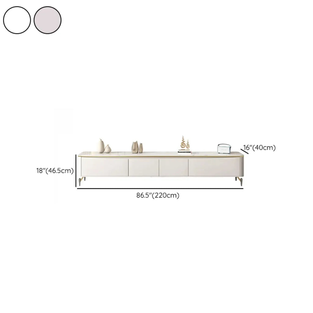 71 Modern White Stone Top TV Stand with Cable Management