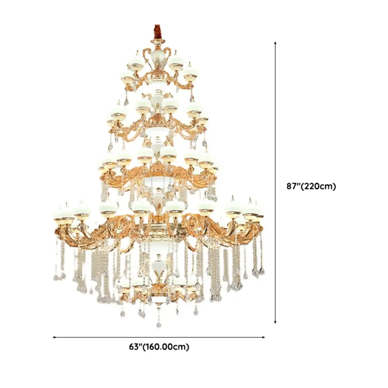 Large Gold Multi-Tier up Light Crystal Pendant Ceiling Chandelier