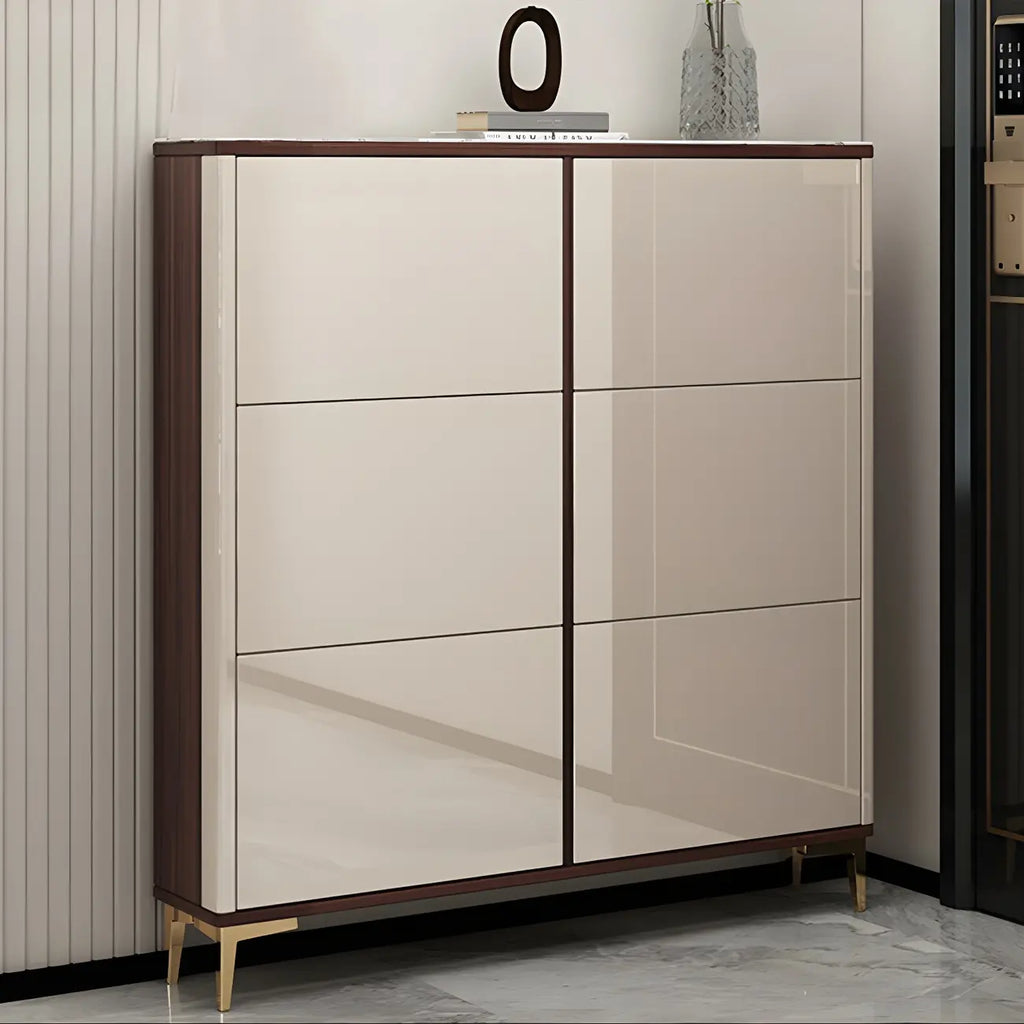 Rectangular Wood Entryway Beige Shoe Storage Cabinet