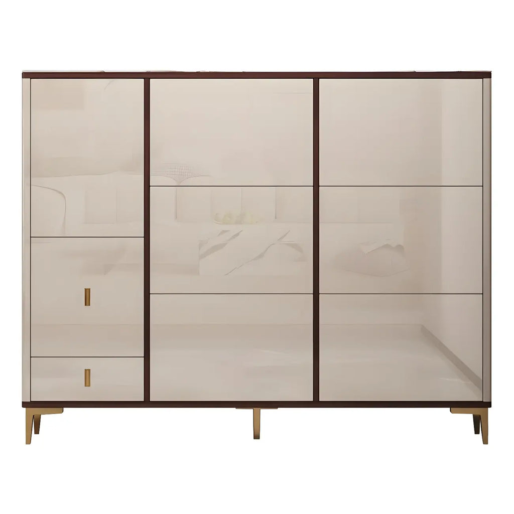 Rectangular Wood Entryway Beige Shoe Storage Cabinet