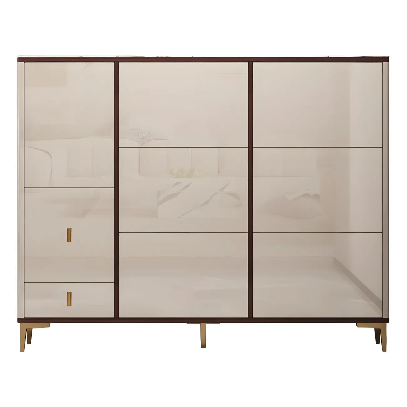 Rectangular Wood Entryway Beige Shoe Storage Cabinet