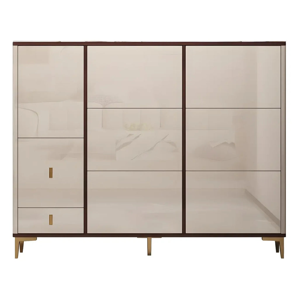 Rectangular Wood Entryway Beige Shoe Storage Cabinet