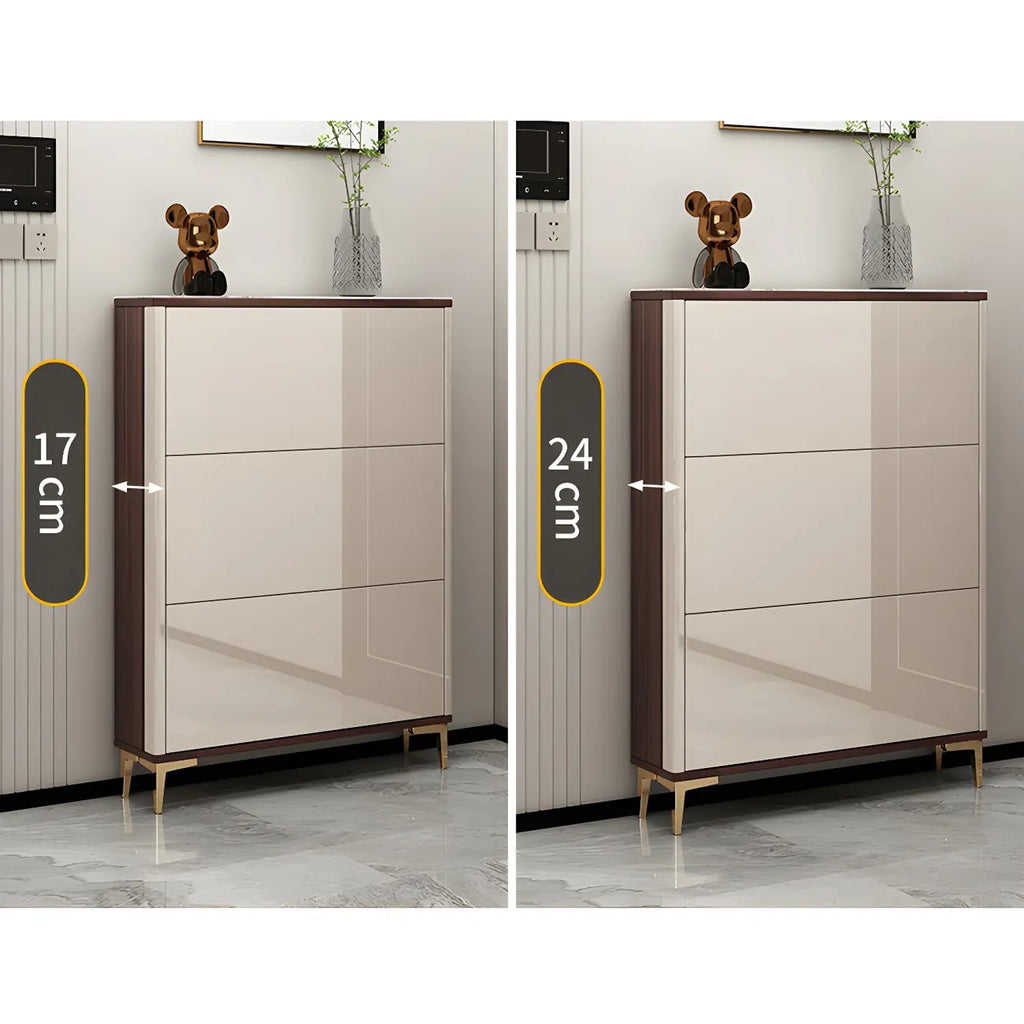 Rectangular Wood Entryway Beige Shoe Storage Cabinet