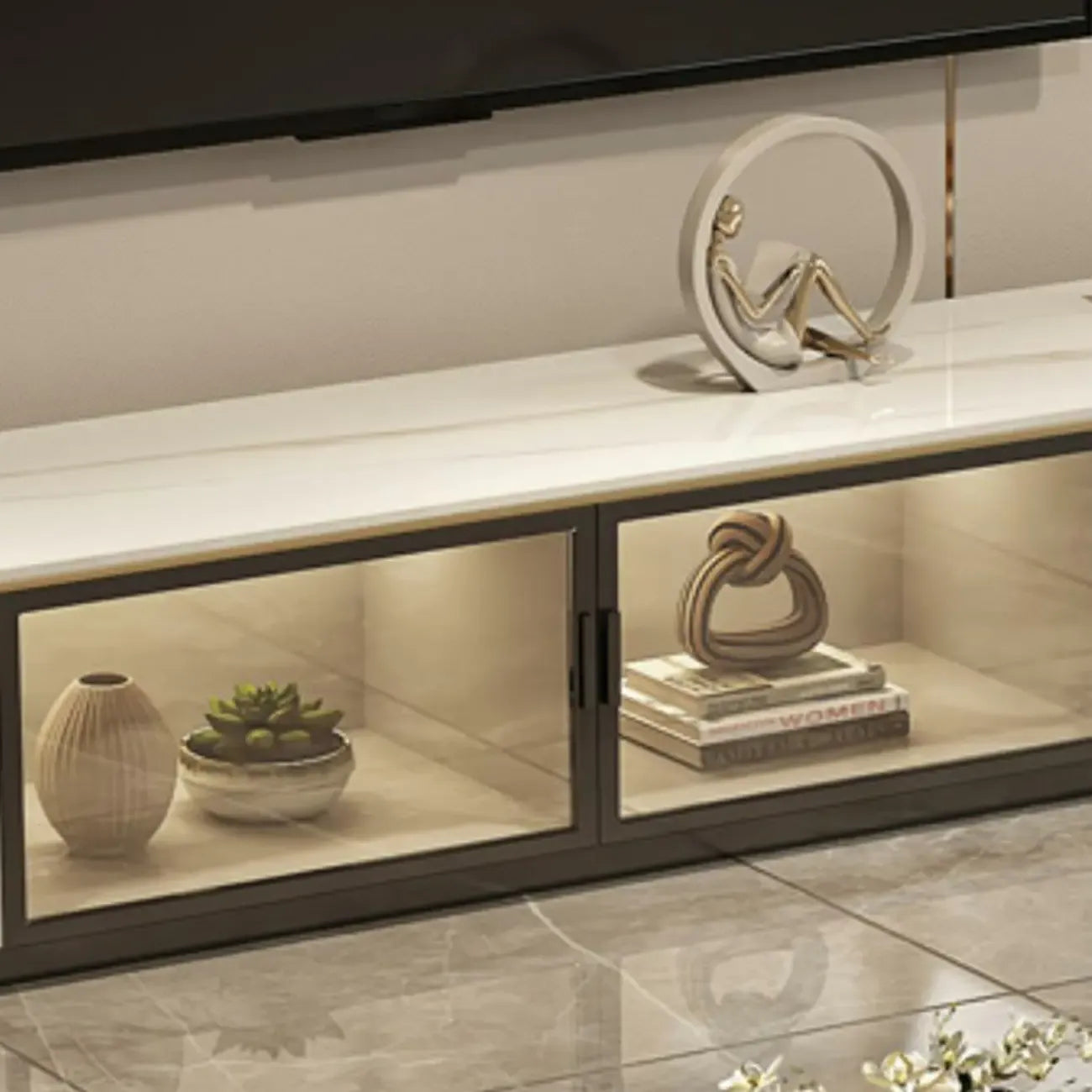 70.9 Grey Stone Multi Drawer TV Stand with Cable Management