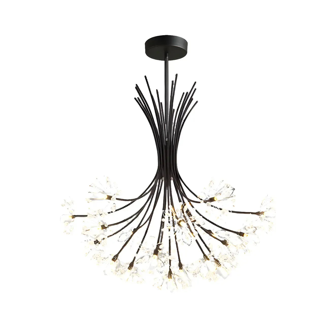 Modern Black Metal Floral Crystal Bouquet LED Chandelier