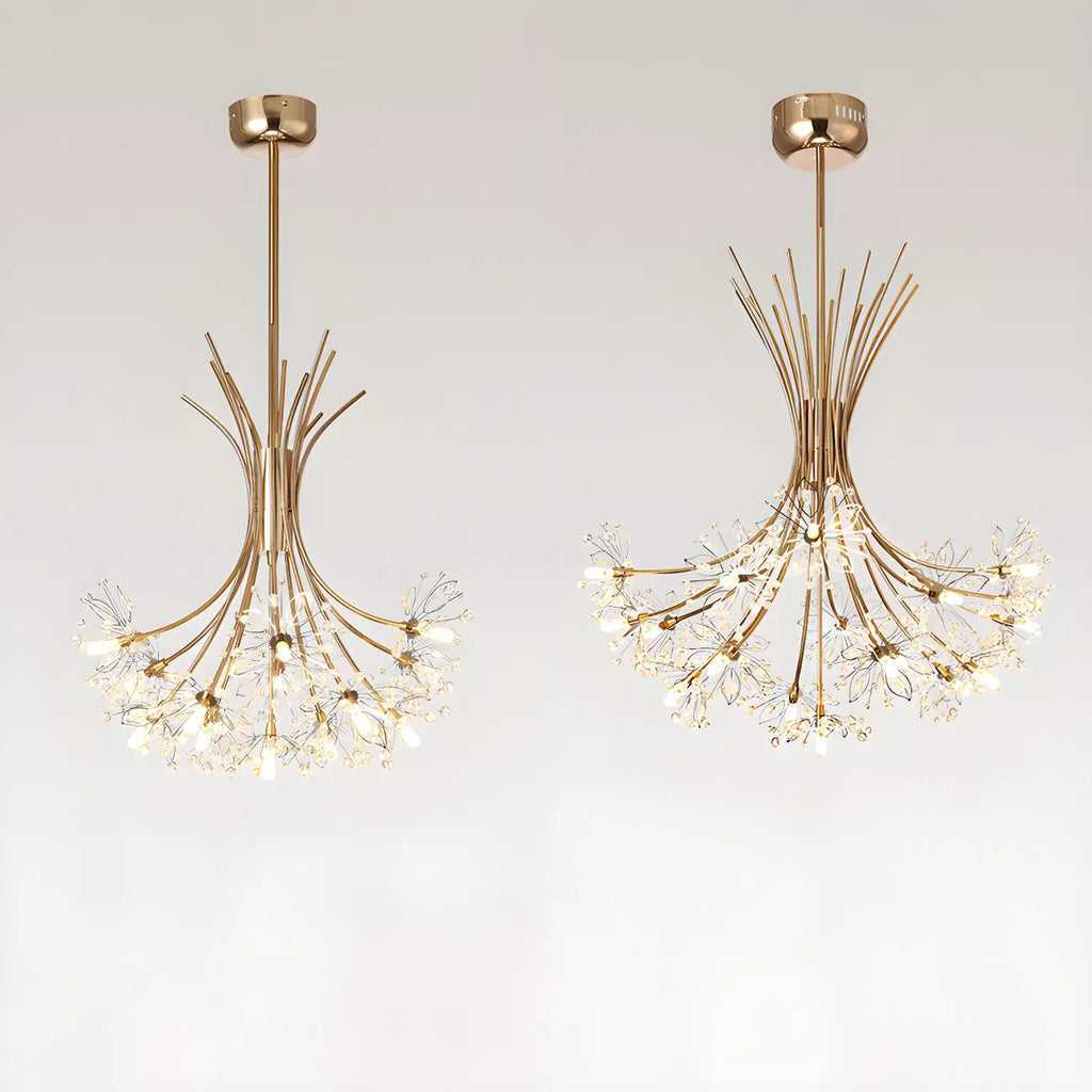 Modern Black Metal Floral Crystal Bouquet LED Chandelier