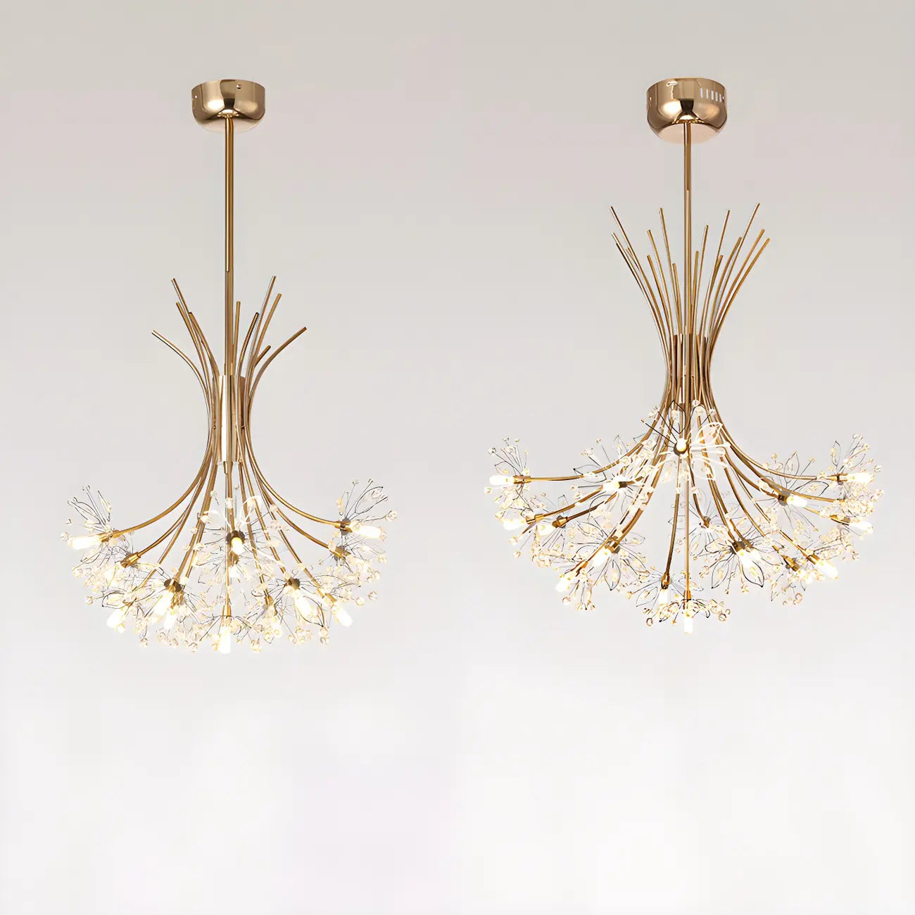 Modern Black Metal Floral Crystal Bouquet LED Chandelier