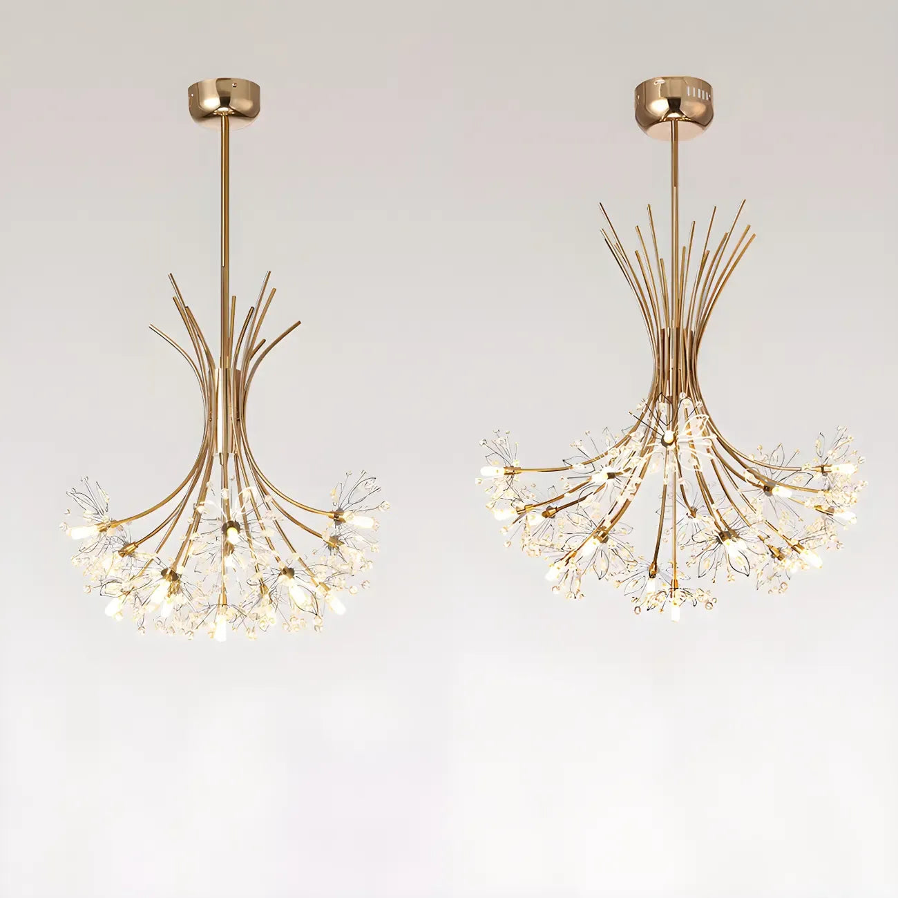 Modern Black Metal Floral Crystal Bouquet LED Chandelier