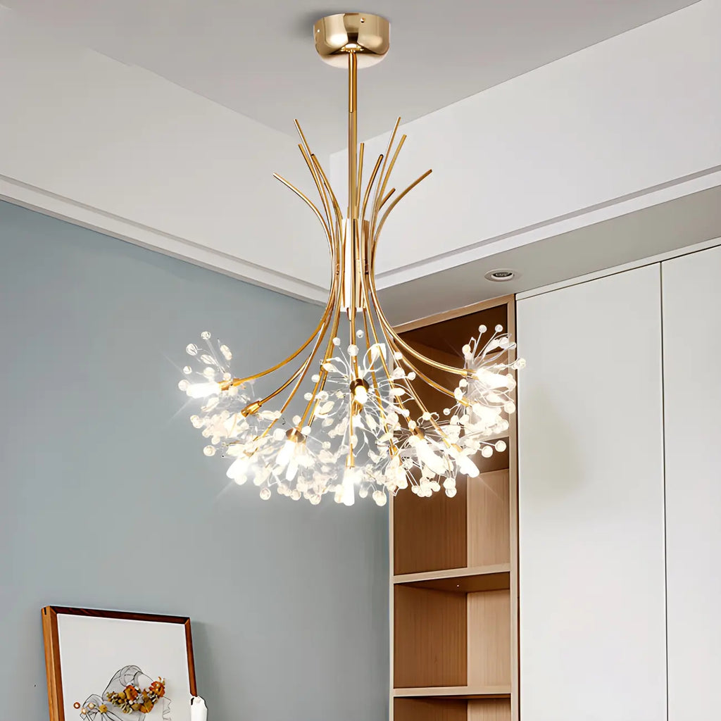 Modern Black Metal Floral Crystal Bouquet LED Chandelier