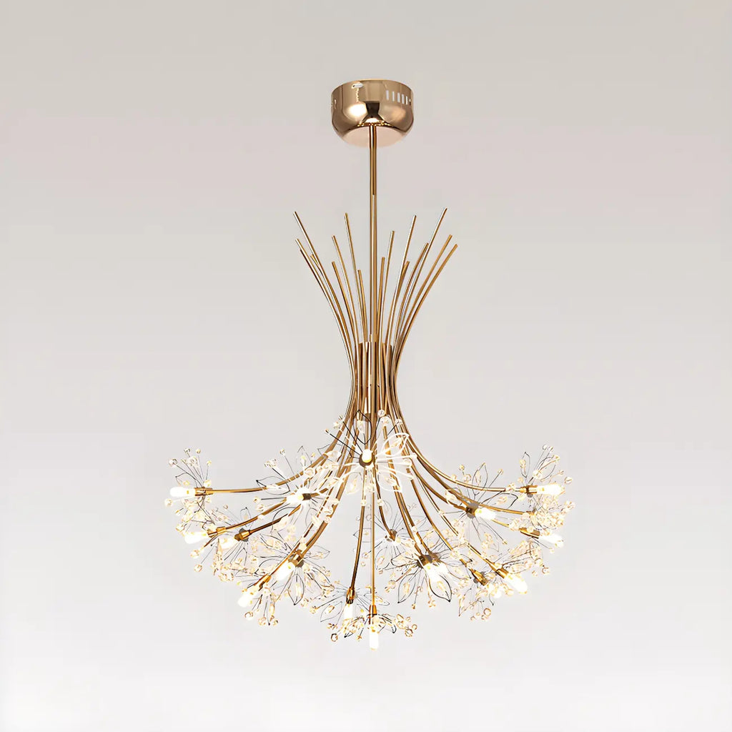 Modern Black Metal Floral Crystal Bouquet LED Chandelier