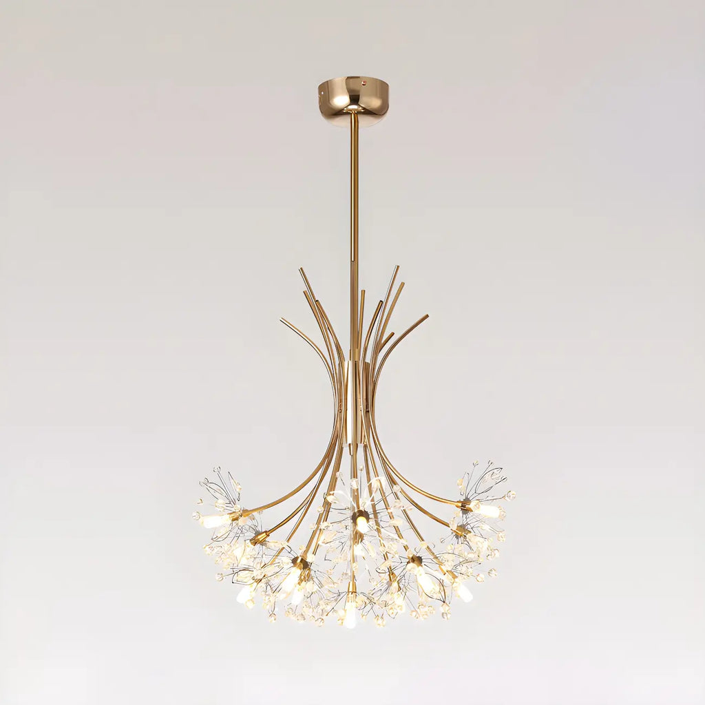 Modern Black Metal Floral Crystal Bouquet LED Chandelier