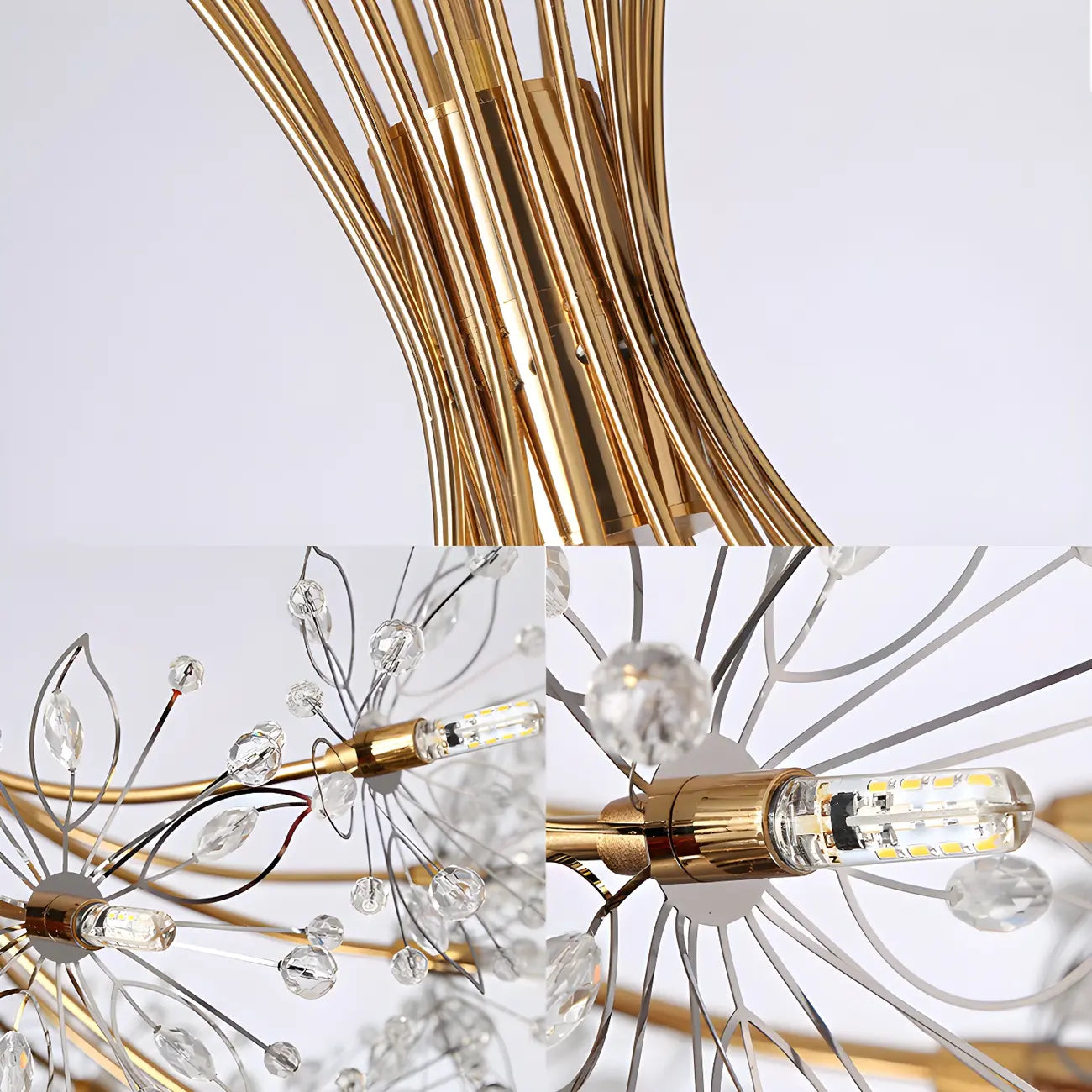 Modern Black Metal Floral Crystal Bouquet LED Chandelier