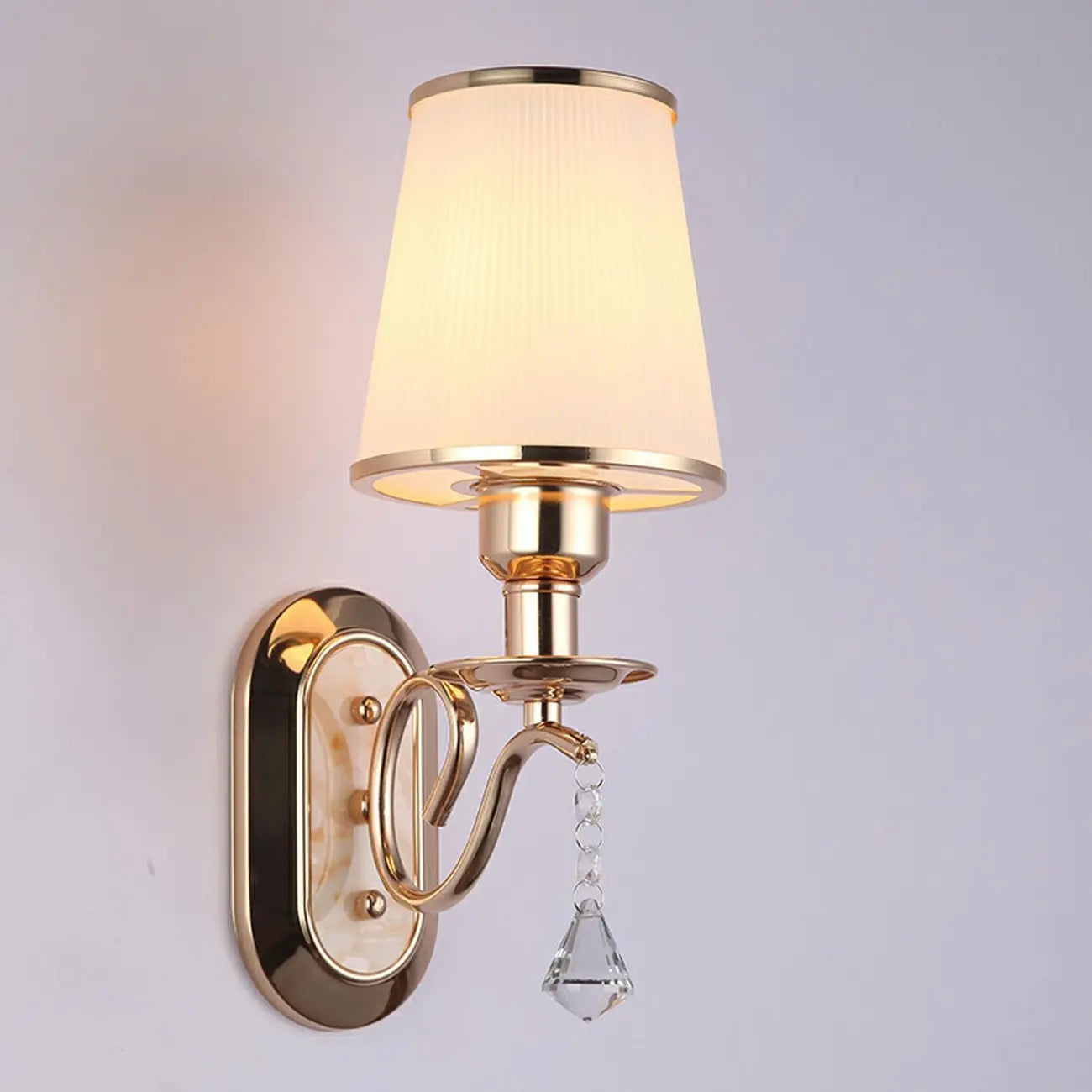 Modern Gold Glass LED Wall Sconce with Crystal Decoration