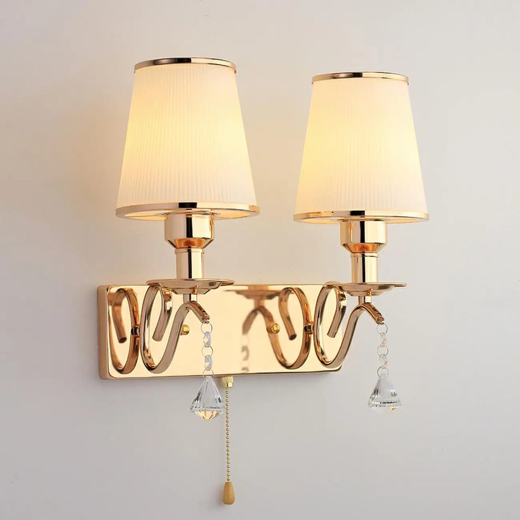 Modern Gold Glass LED Wall Sconce with Crystal Decoration