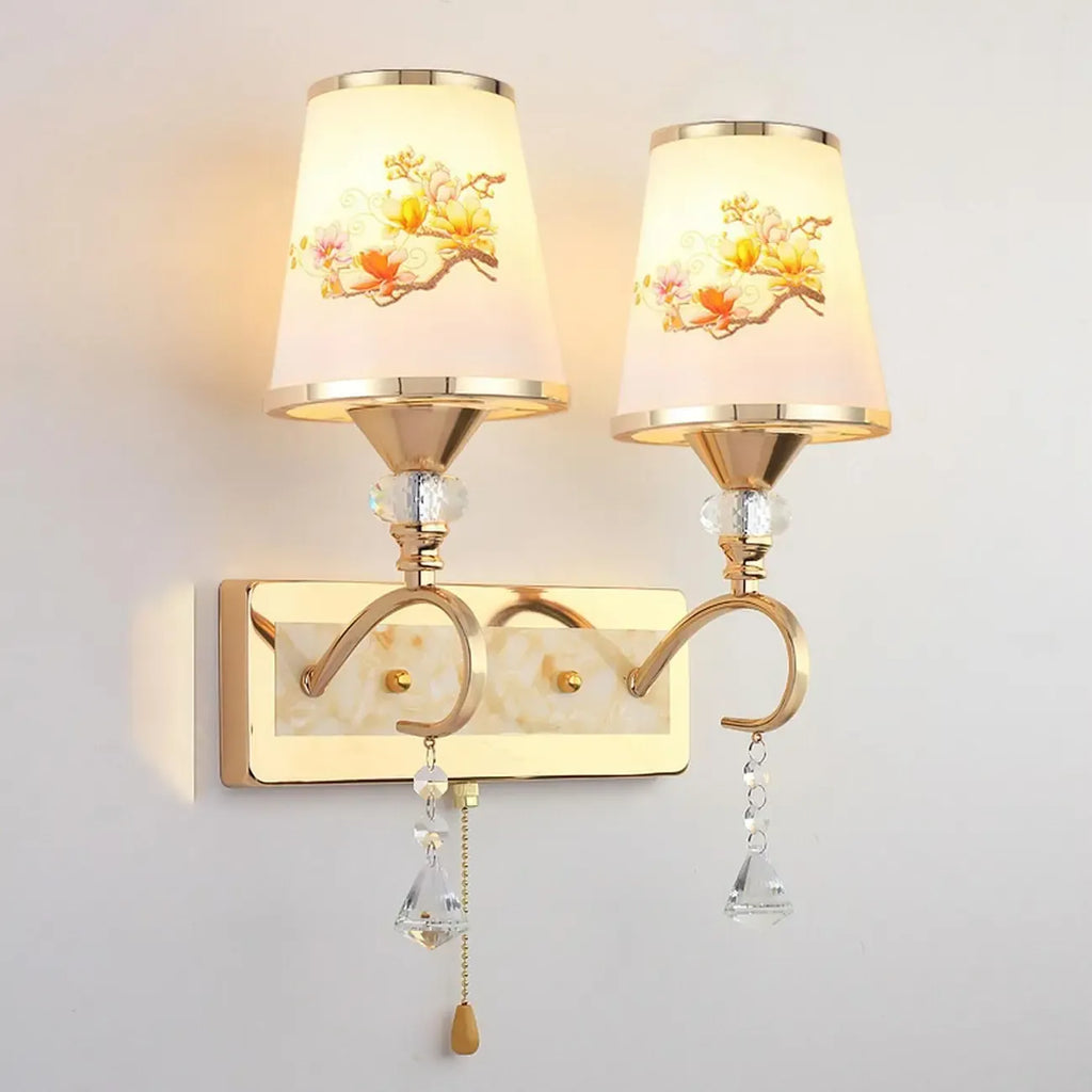 Modern Gold Glass LED Wall Sconce with Crystal Decoration