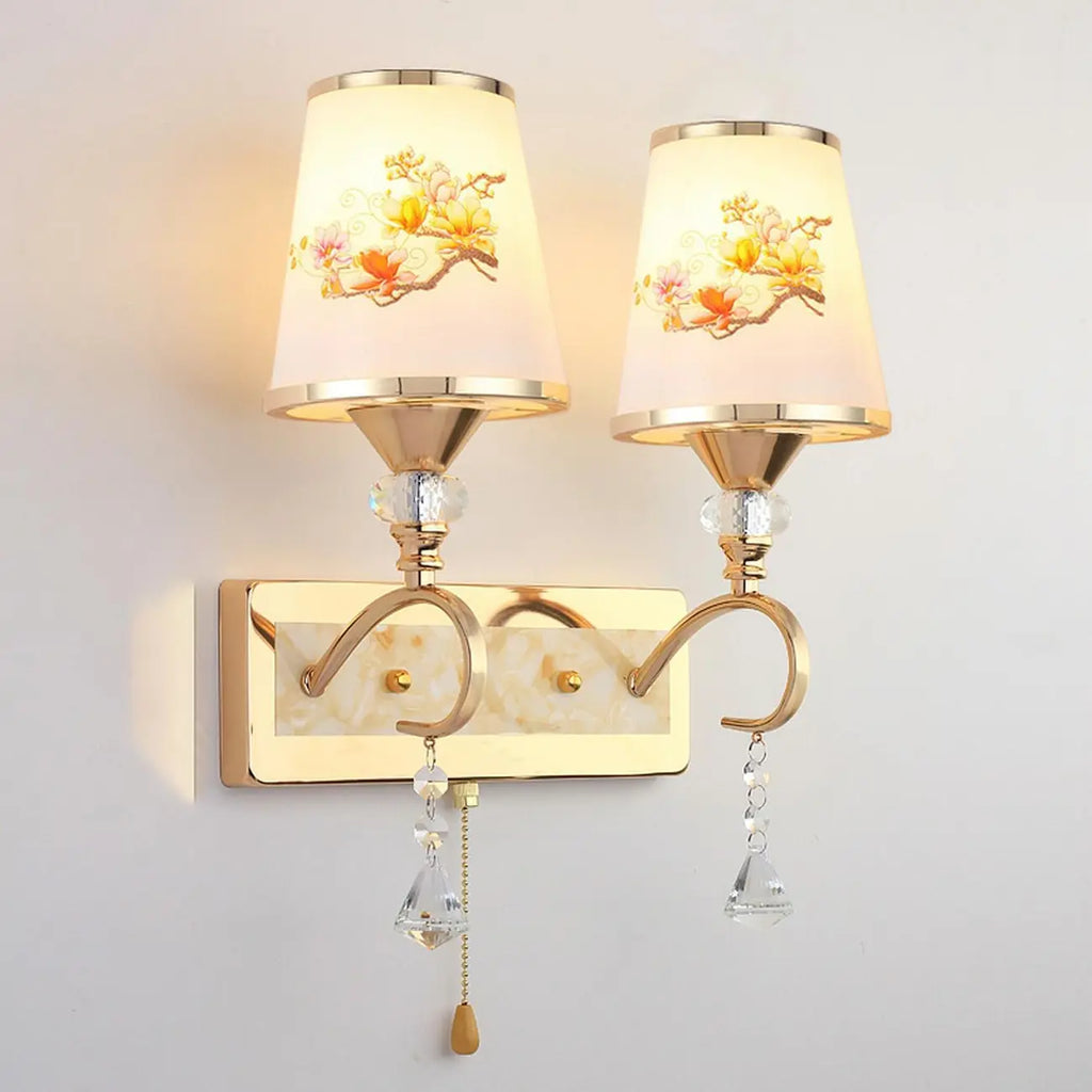 Modern Gold Glass LED Wall Sconce with Crystal Decoration