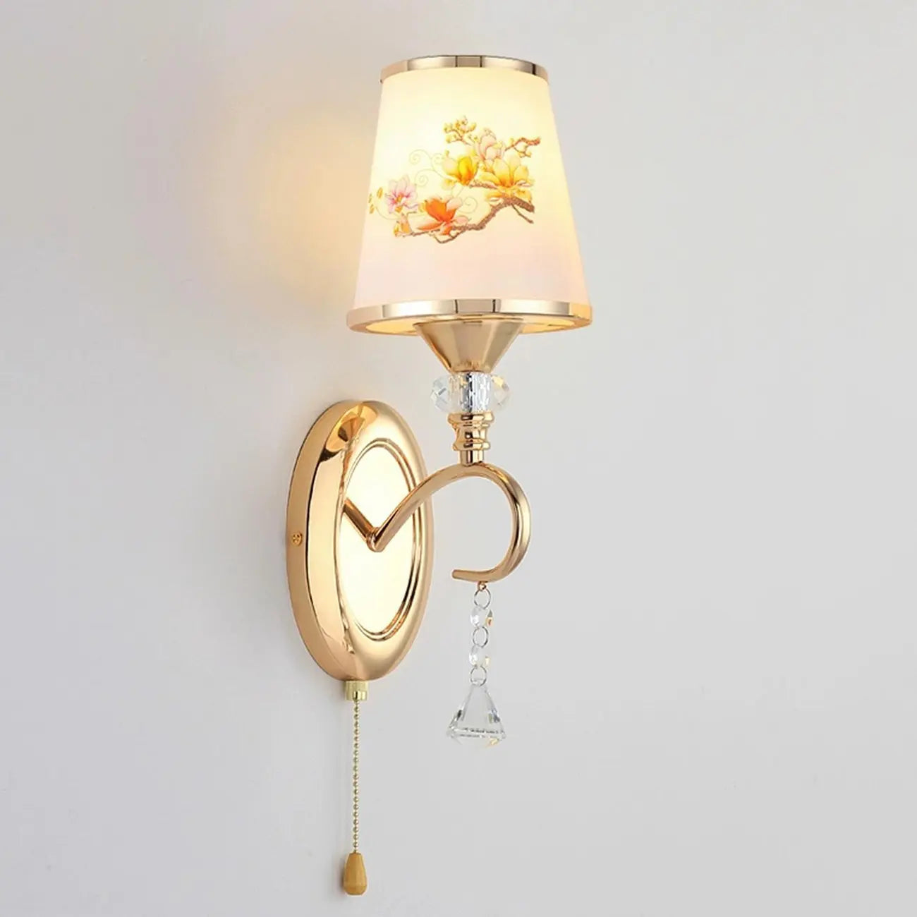 Modern Gold Glass LED Wall Sconce with Crystal Decoration