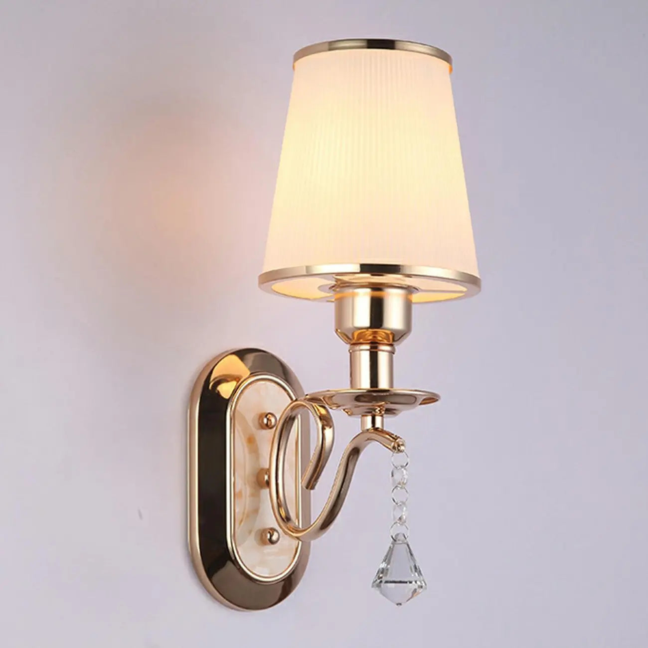 Modern Gold Glass LED Wall Sconce with Crystal Decoration
