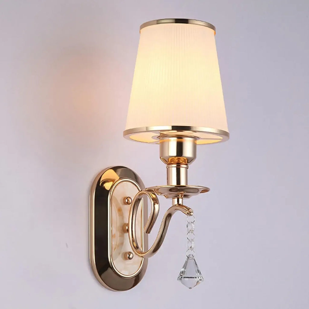 Modern Gold Glass LED Wall Sconce with Crystal Decoration